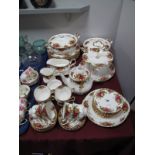 Royal Albert Old Country Roses Dinner and Tea Ware: comprising:- teapot, sugar basin and milk jug,