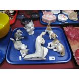 Five Lladro Model Playful Kittens, including A-12MY, D-3E, B-25, B-12, together with a Lladro