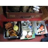 Teaware, pottery, cutlery, garden gnome etc:- Three Boxes