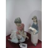 Lladro Figure of a Balley Dancer, impressed No. 1357; together with another of a young girl with