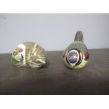 Royal Crown Derby Paperweights, "Cottage Garden Kitten" and Bird, both with circular stoppers, first