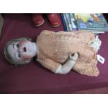 Simon & Halbig Early XX Century Pottery Headed Doll, with open/shut eyes, mouth open with teeth,