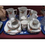 Burgess Bros, Longton, Carlisle ware tea service, three graduated jugs, etc:- One Tray