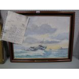 Peter H. Wall Oil on Board "H.M. Gunboat No.55 Off Portland, Circa 1940", signed lower right and