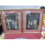 A Pair of Middle Eastern Arabic Watercolours, depicting ritualistic scenes both framed.