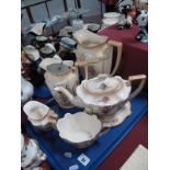 A Crown Ducal Blush Ivory Tea Service, in doric pattern comprising sugar bowl, milk jug, coffee pot,