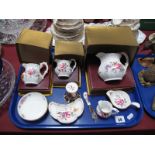 Royal Crown Derby 1128 Imari Posy Vase, and Derby posies jugs with boxes, drainer, dish, etc:- One