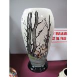 Lorna Bailey 'Shannon' Pottery Vase, featuring deer in woodland, 25.5cms high.