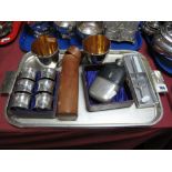 A Set of Six Napkin Rings, numbered 1-6, in original fitted case (case broken), hip flask,