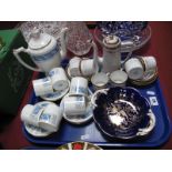 Coalport "Revelry" Coffee Set, a pair of Coalport twin handled bon-bon dishes in blue and gilt and a