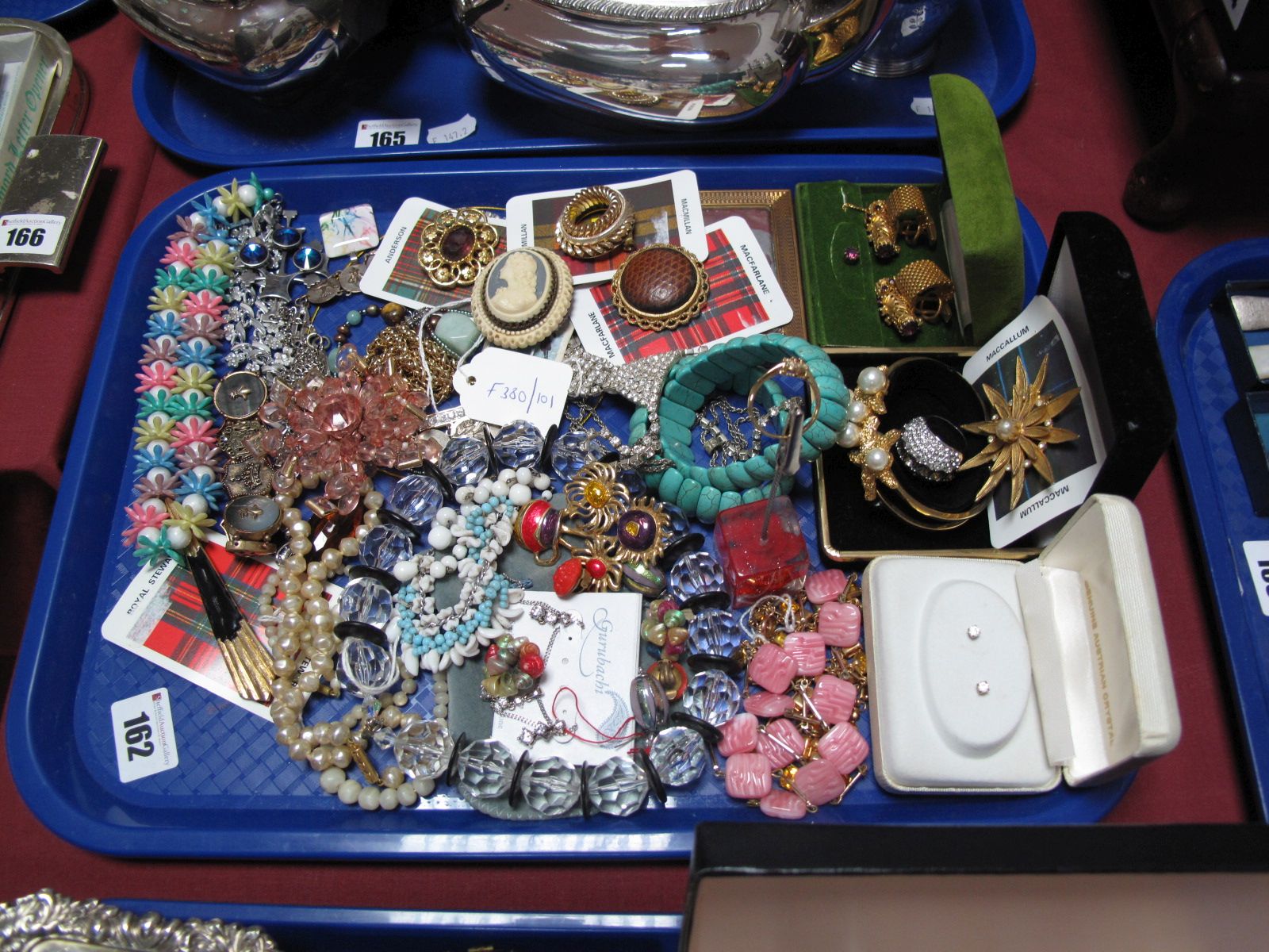 Assorted Costume Jewellery, including beads, bracelets, chains, cufflinks, brooches etc:- One tray