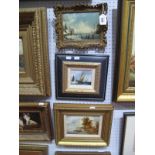 Two XX Century Oils on Board of Dutch Scenes by Jacob Van Leder, together with oil on copper of