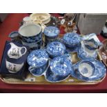 Hors D'Oeuvres Blue and White Dish, blue and white jar and cover, Copeland Spode Italian Style jug:-