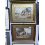 James Herring, Pair of Watercolours, Shire Horses at work, 26x38cms, both signed lower left.