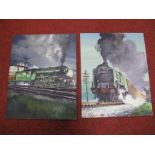 E. C. Burrows, Pair of Oils on Board, steam engines in service- possibly The Flying Scotsman, 25.