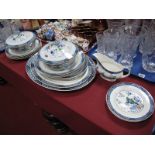 Booths Silicon China "Netherlands" Pattern Part Dinner Service, comprising graduated meat plates,