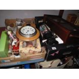 Wall Clocks, jigsaw and various blades, Ferranti mantel clock, torches, telephone, heat lamp,