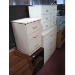 A Modern Four Heights Chest of Drawers, a pair of three heights bedside chests and one other. (4)