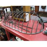 A Iron Wall Mounted Hay Rack, 92cm, a bolt hook and pair of cast iron pliers. (3)