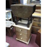 A Pine Three Heights Bedside Chest; together with an oak drop leaf occasional table of small