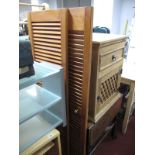 A Mexican Pine Style Side Cupboard, with single drawer, together with an oak dresser top, a drop