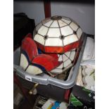 Five Tiffany Style Lamp, light shades and brass fittings:- One box