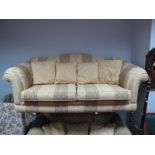 A Lincoln House Two Seater Settee, with striped and floral gilt upholstery.