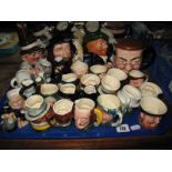 A Quantity of Sandland and Artone Character Jugs, of varying size:- One Tray (approximately 32)