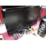 Techwood T.V. Model LED249, 16 DVD FHD and a remote.