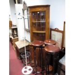 Yew Wood Serpentine Shaped Display Cabinet, with a dentil cornice, glazed door over a cupboard door,