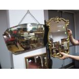 A Gilt Metal Scroll Framed Mirror, another bevel edged.
