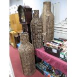 Two Large Rattan Floor Standing Vases, (ex-John Lewis), together with a similar smaller example. (