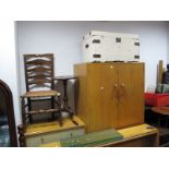 A Mahogany Wine Table, moulded edge, with turned lobed column, tripod feet, an elm country ladder