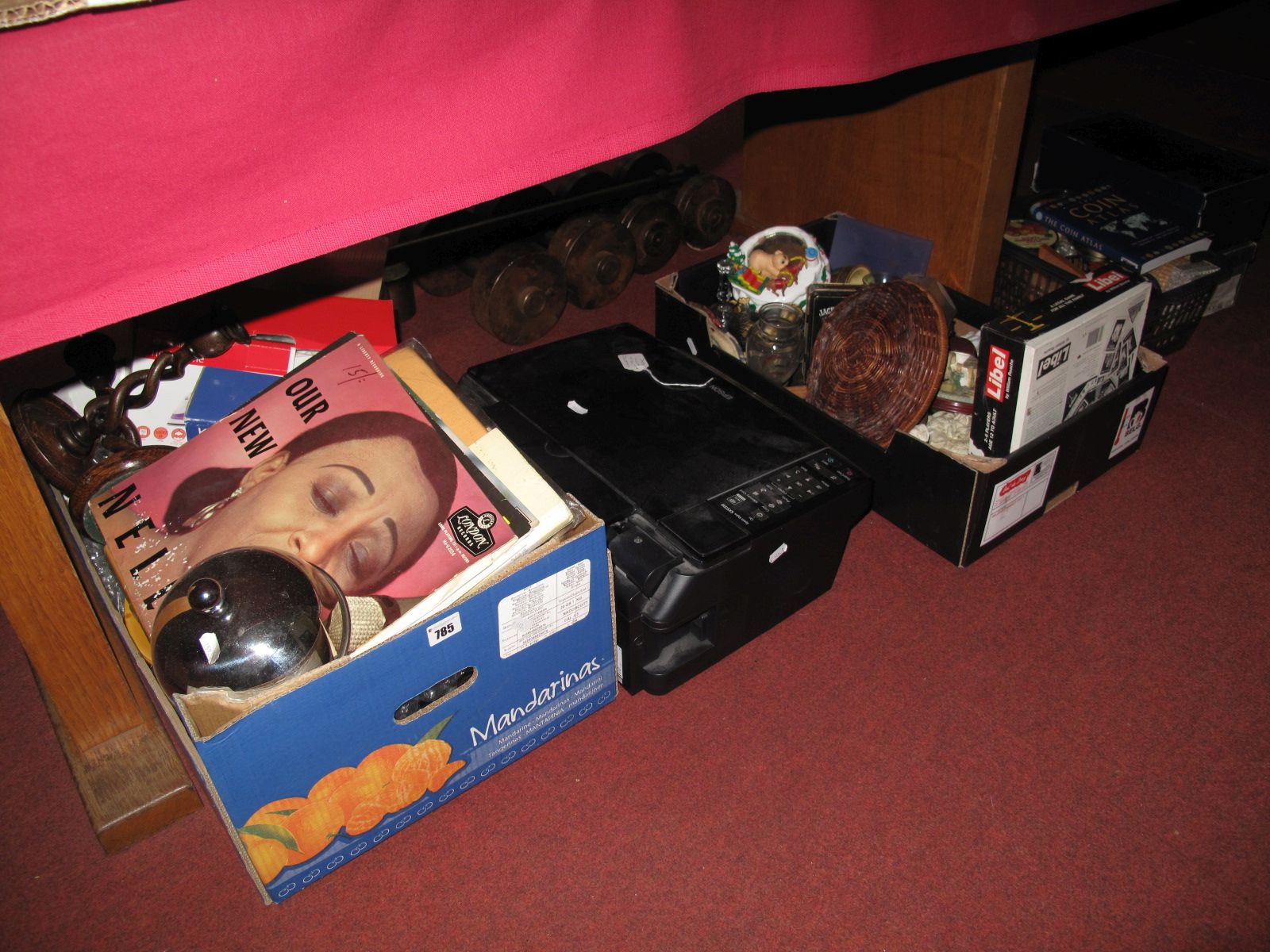 LP's, table games, decorative china, Epson printer etc:- untested (Two boxes)