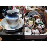 A Late Victorian Toilet Jug and Bowl, table lamp, Wedgwood cabinet plates, seriesware plate,