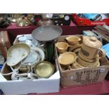 1970's Dinnerware, kitchen scales and weights, mixing bowl, oil lamp, etc:- Two Boxes