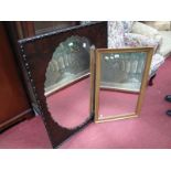 Mahogany Framed Wall Mirror, with pirecrust surround, another in gilt. (2)