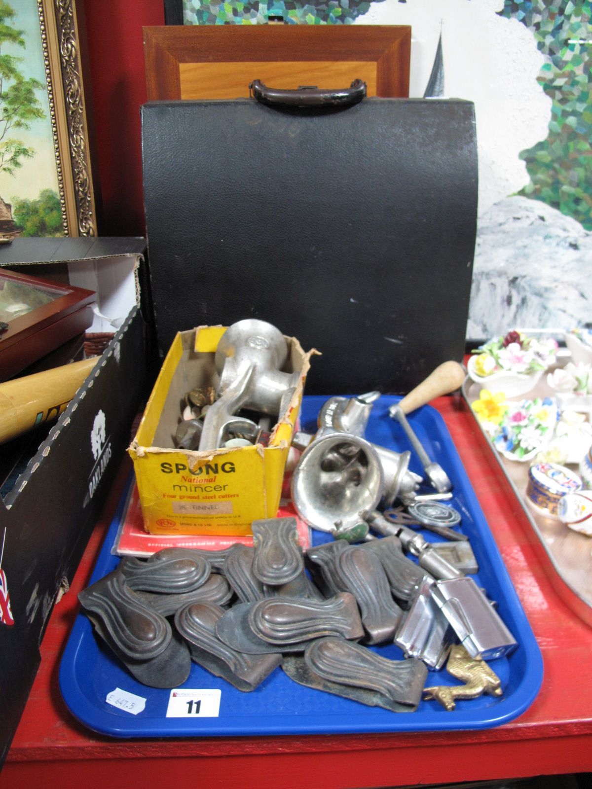 A Circa 1950's Oliver Cased Typewriter, stairclips, mincers, whistles, circa 1960's- Sheffield