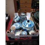 A Matched Staffordshire Palissy "Avon Scenes" Pattern Blue and White Tea Service, together with a