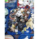 Hutschenreuther Dog, Leonardo and other resin and ceramic animals. One tray