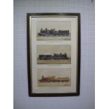Three Early XX Century Railway Prints. A LNWR compound, four coupled Caledonian, GWR single. All