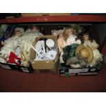 Regency Fine Arts Porcelain and Knightsbridge Porcelain Dolls, etc:- Two Boxes, Together with a