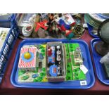 A Tinplate Clockwork Airport, complete with key, together with a Chinese made tinplate train, in