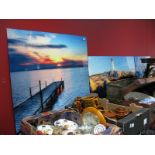 Three Coastal Photographic Prints, on glass, 60 x 120cm and smaller. (3)