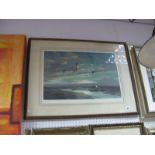 Peter Scott Colour Print "Geese in Flight", published by Arthur Ackermann, graphite signed lower