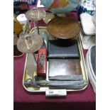 Super Chromonica, geometry set. Cased spoons, anchor, candelabra, oak cake stand, daguerreotype:-