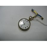 An 18ct Gold and Enamel Cased Lady's Fob Watch, the white dial with black Roman numerals, the