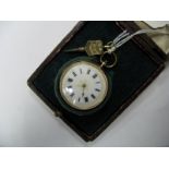 A XIX Century Continental Cased Lady's Fob Watch, the white dial with black roman numerals and