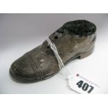 A Hallmarked Silver Shoe Pin Cushion, as a gentlemen's shoe, 12.5cms long.