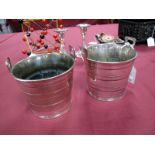 A Pair of Mappin & Webb Prince's Plate Wine Coolers, modelled in the form of milk pails with angular